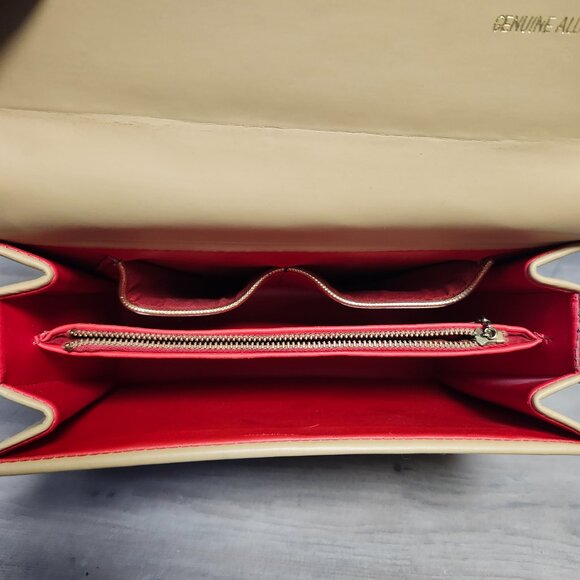 Vintage 1950's Genuine ALLIGATOR Multi Section Handbag Adjustable Strap - Picture 5 of 11